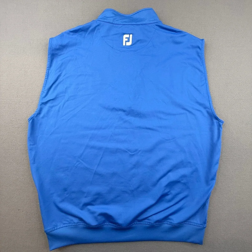 FootJoy Golf Vest Mens L Blue Quarter Zip Horseshoe Logo Performance Sleeveless